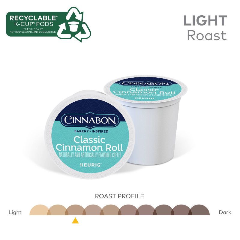 slide 4 of 14, Cinnabon Classic Cinnamon Roll Flavored Keurig K-Cup Medium Roast Coffee Pods -10ct, 10 ct