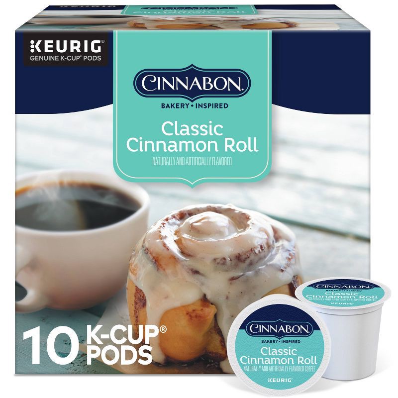 slide 1 of 14, Cinnabon Classic Cinnamon Roll Flavored Keurig K-Cup Medium Roast Coffee Pods -10ct, 10 ct