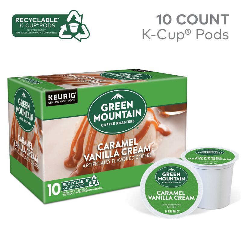 slide 2 of 14, Green Mountain Caramel Vanilla Cream Flavored Keurig K-Cup Light Roast Coffee Pods - 10ct, 10 ct