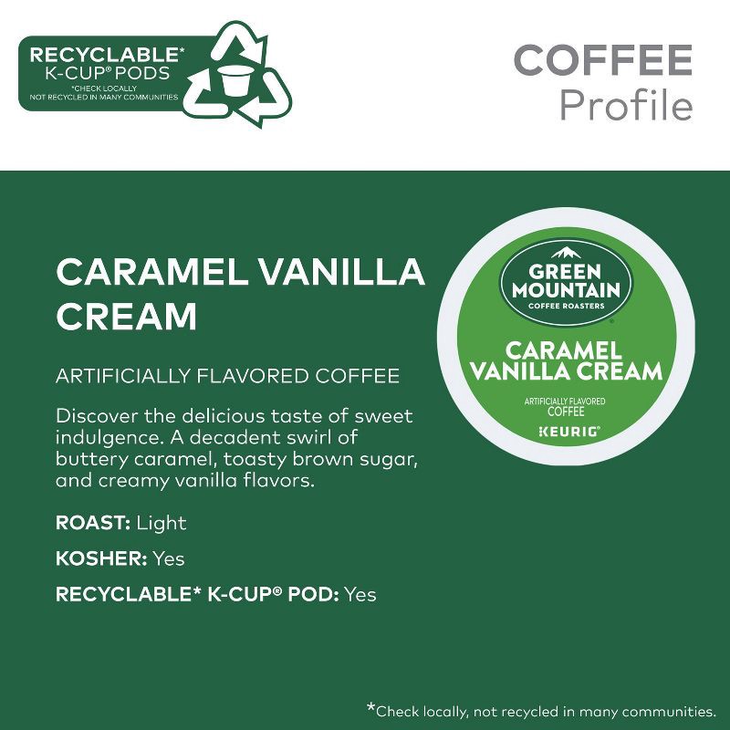 slide 3 of 14, Green Mountain Caramel Vanilla Cream Flavored Keurig K-Cup Light Roast Coffee Pods - 10ct, 10 ct