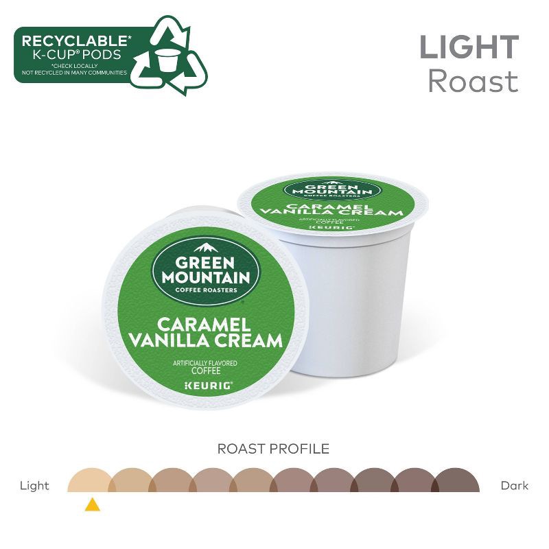 slide 4 of 14, Green Mountain Caramel Vanilla Cream Flavored Keurig K-Cup Light Roast Coffee Pods - 10ct, 10 ct