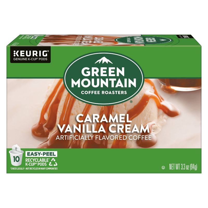 slide 10 of 14, Green Mountain Caramel Vanilla Cream Flavored Keurig K-Cup Light Roast Coffee Pods - 10ct, 10 ct
