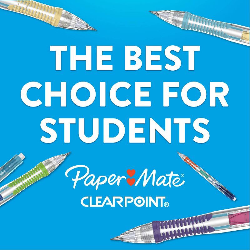 slide 6 of 7, Paper Mate 3ct Clearpoint Mechanical Pencil Color Block Special Edition 0.7mm Lead Blue/Red/Lime, 3 ct