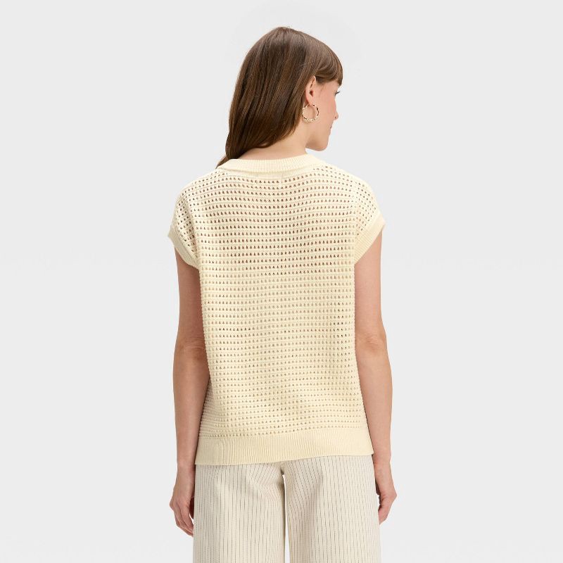 slide 2 of 3, Women's Pointelle Sweater Vest - Universal Thread™ Cream S, 1 ct