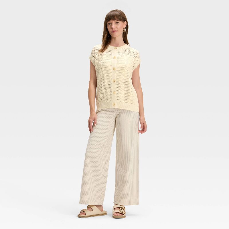 slide 3 of 3, Women's Pointelle Sweater Vest - Universal Thread™ Cream L, 1 ct