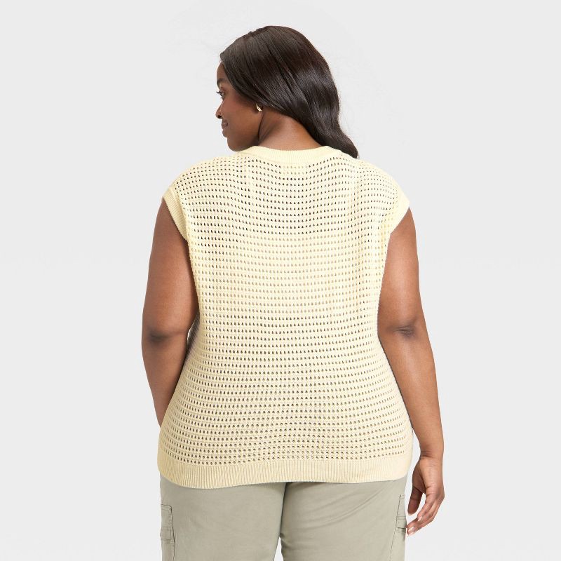 slide 2 of 3, Women's Pointelle Sweater Vest - Universal Thread™ Cream XXL, 1 ct