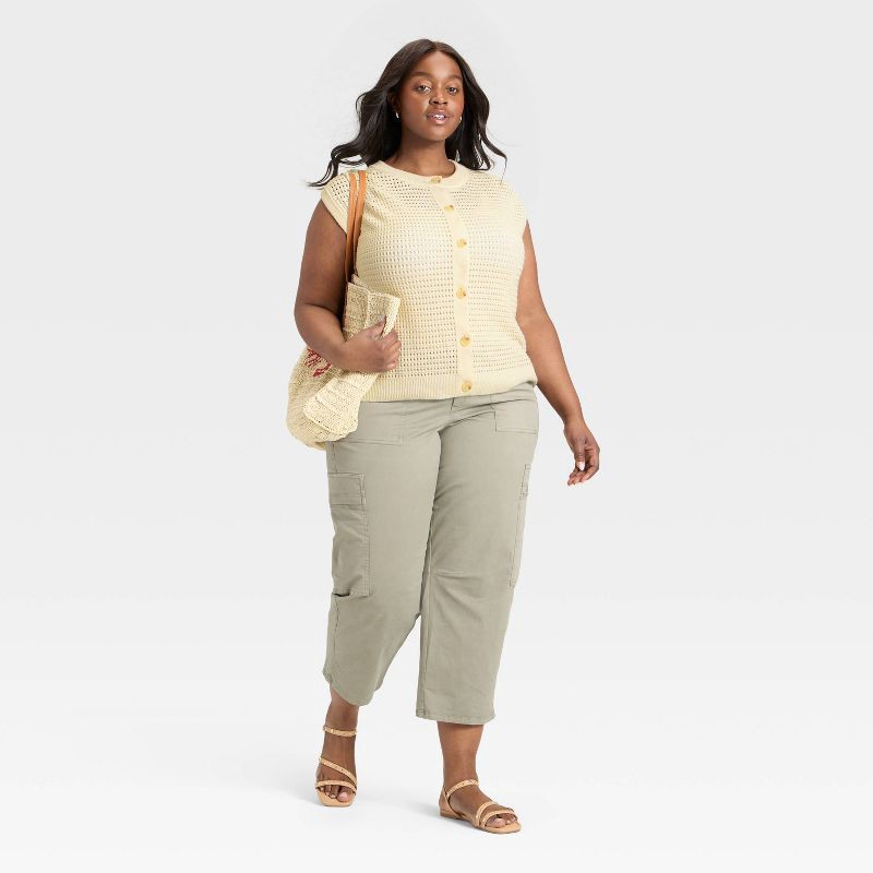 slide 3 of 3, Women's Pointelle Sweater Vest - Universal Thread™ Cream XXL, 1 ct