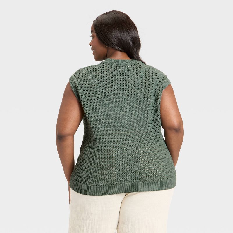 slide 3 of 3, Women's Pointelle Sweater Vest - Universal Thread™ Green XXL, 1 ct