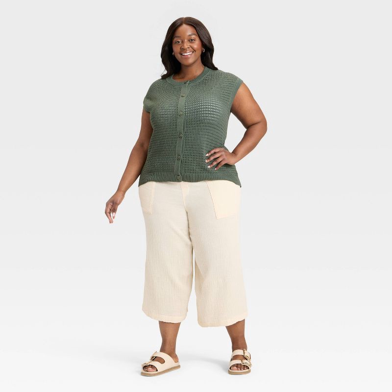 slide 2 of 3, Women's Pointelle Sweater Vest - Universal Thread™ Green XXL, 1 ct