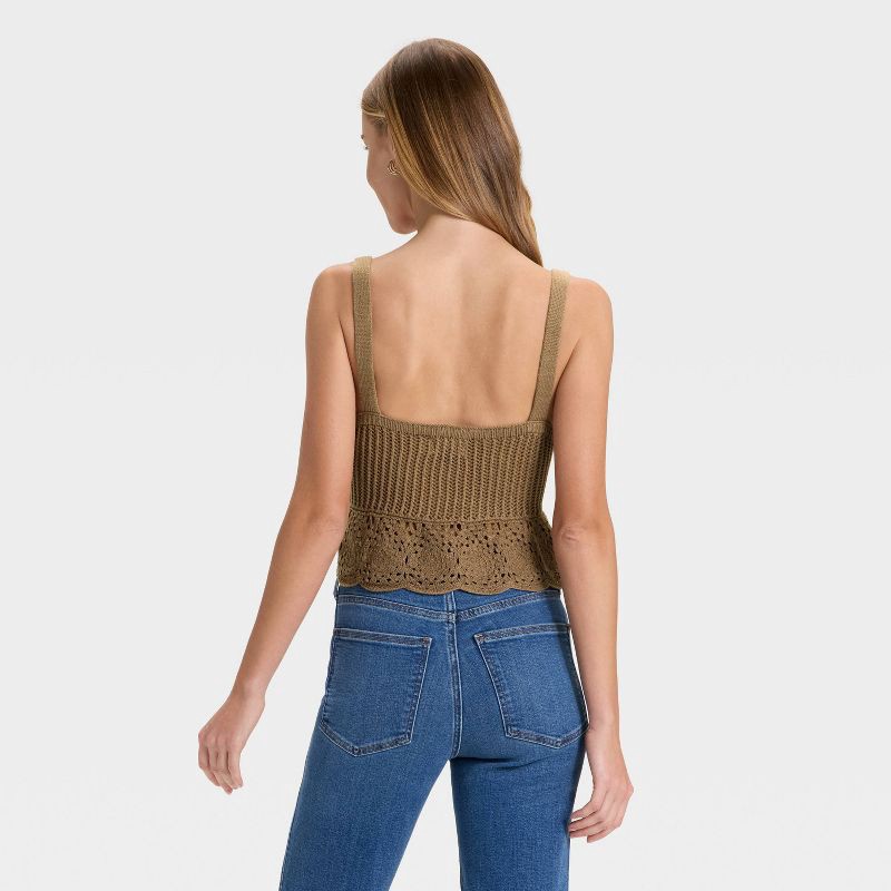 slide 3 of 3, Women's Pointelle Sweater Tank Top - Universal Thread™ Brown L, 1 ct