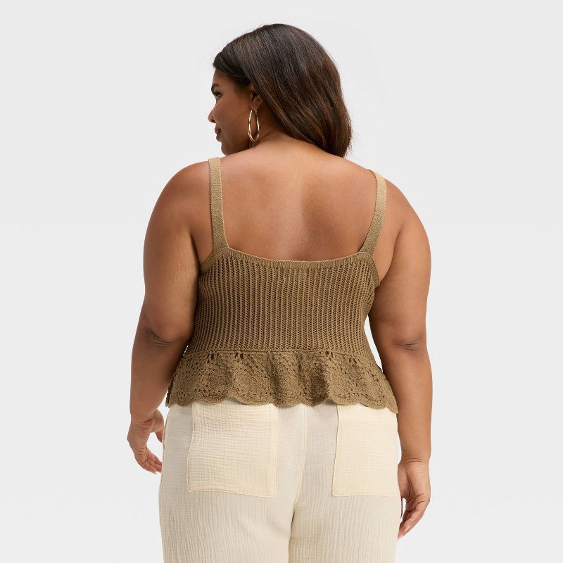 slide 3 of 3, Women's Pointelle Sweater Tank Top - Universal Thread™ Brown XXL, 1 ct