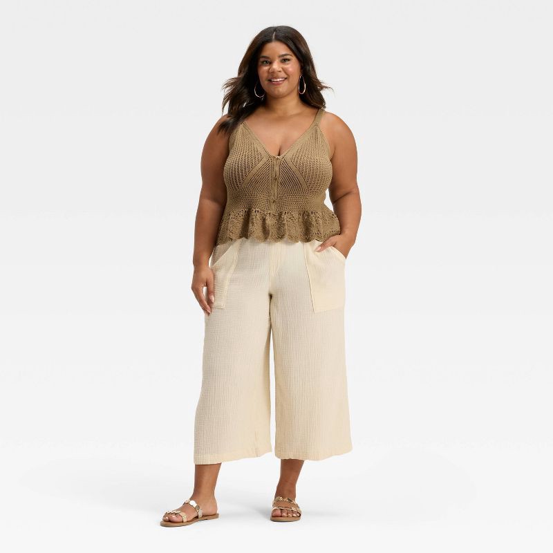 slide 2 of 3, Women's Pointelle Sweater Tank Top - Universal Thread™ Brown XXL, 1 ct