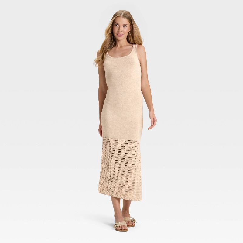 slide 2 of 3, Women's Midi Sweater Dress - Universal Thread™ Tan L, 1 ct