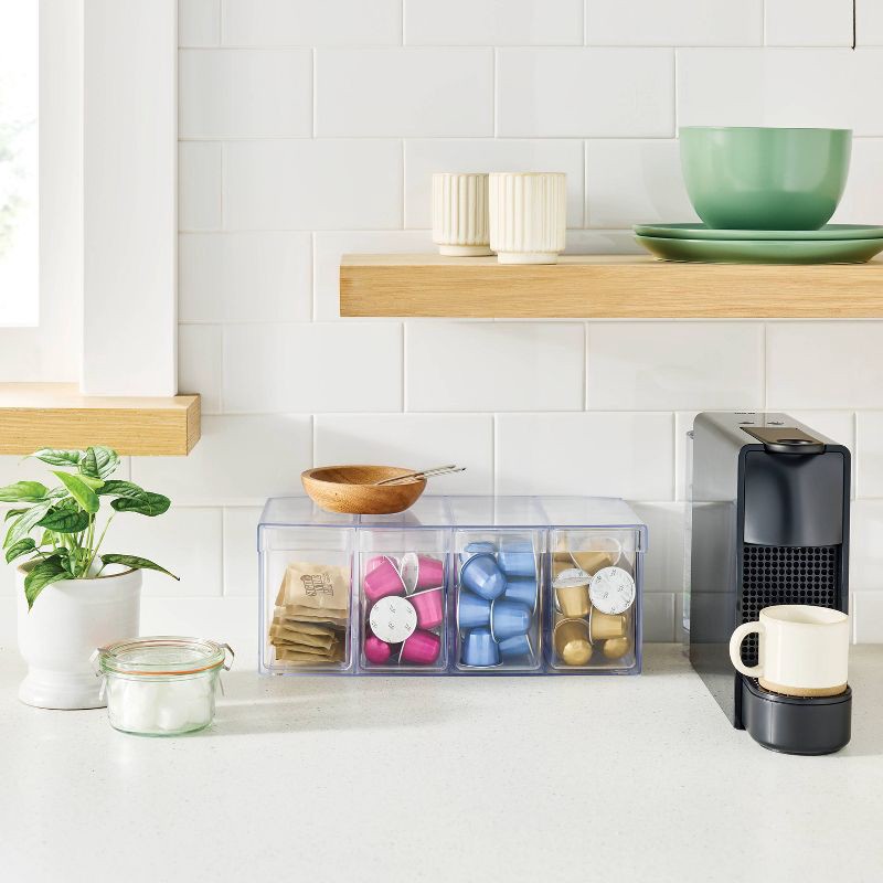 slide 2 of 3, Plastic Coffee Pod Organizer Bin with Divided Section and Drawer Clear - Brightroom™, 1 ct