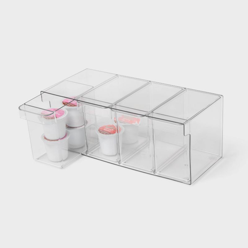 slide 3 of 3, Plastic Coffee Pod Organizer Bin with Divided Section and Drawer Clear - Brightroom™, 1 ct