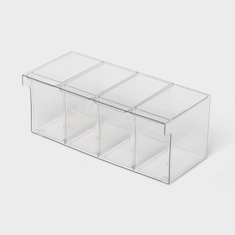 slide 1 of 3, Plastic Coffee Pod Organizer Bin with Divided Section and Drawer Clear - Brightroom™, 1 ct