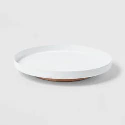 Metal and Rubber Wood Lazy Susan Turntable Organizer White - Brightroom™