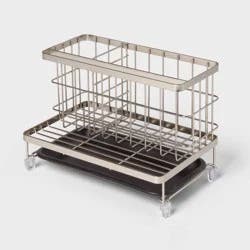 Top of Kitchen Sink Sponge Brush and Caddy Organizer Silver - Brightroom™