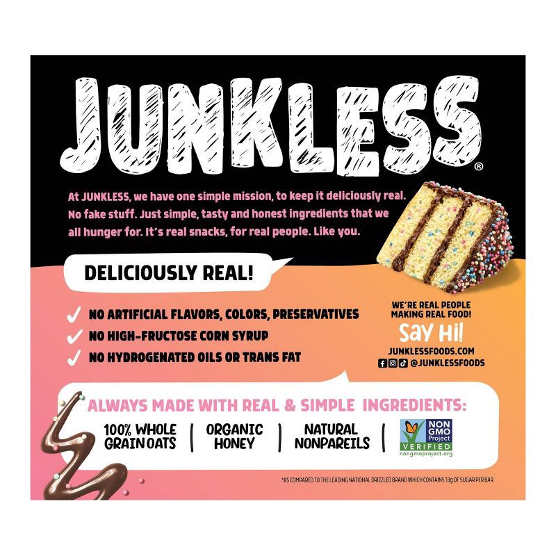 slide 2 of 5, JUNKLESS Drizzled Birthday Cake Chewy Granola Bars - 6.6oz, 6.6 oz