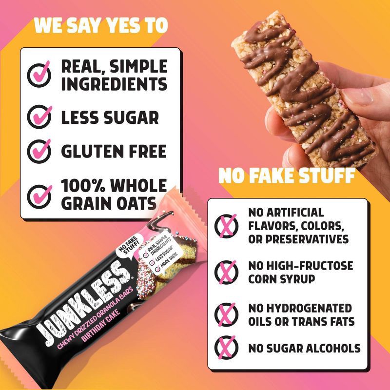 slide 5 of 5, JUNKLESS Drizzled Birthday Cake Chewy Granola Bars - 6.6oz, 6.6 oz