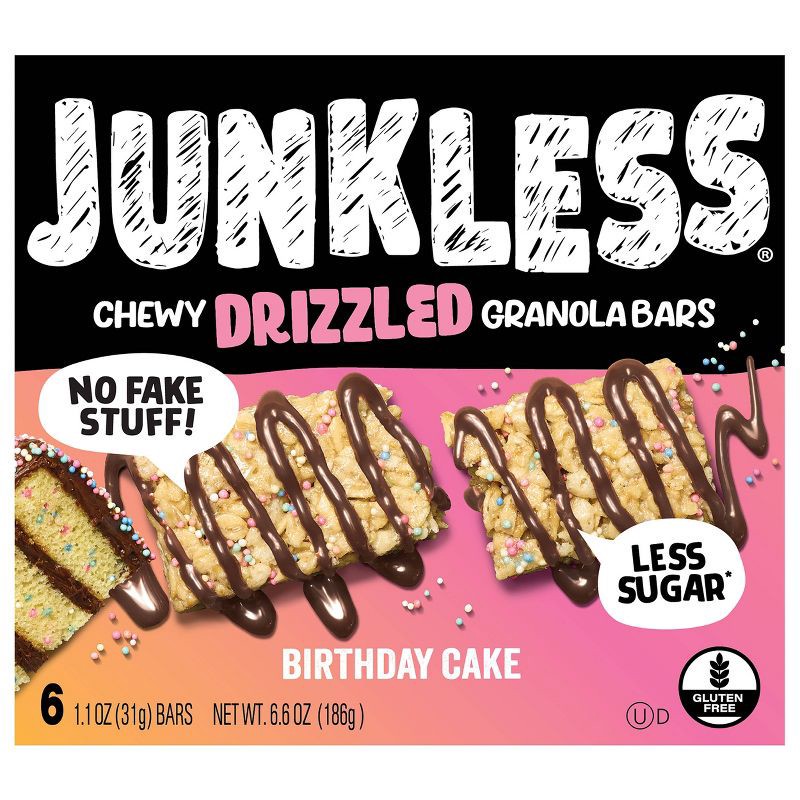 slide 1 of 7, JUNKLESS Drizzled Birthday Cake Chewy Granola Bars - 6.6oz, 6.6 oz