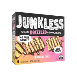 JUNKLESS Drizzled Birthday Cake Chewy Granola Bars - 6.6oz