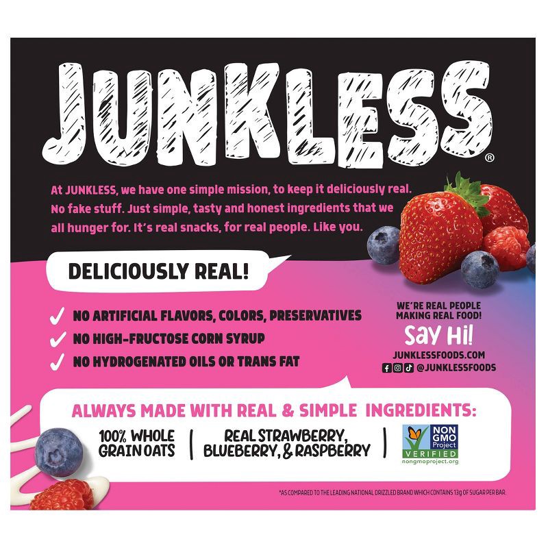 slide 2 of 7, JUNKLESS Drizzled Berries & Cream Chewy Granola Bars - 6.6oz, 6.6 oz