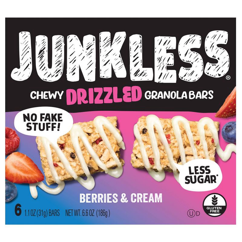 slide 1 of 7, JUNKLESS Drizzled Berries & Cream Chewy Granola Bars - 6.6oz, 6.6 oz