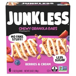 JUNKLESS Drizzled Berries & Cream Chewy Granola Bars - 6.6oz