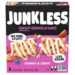 JUNKLESS Drizzled Berries & Cream Chewy Granola Bars - 6.6oz