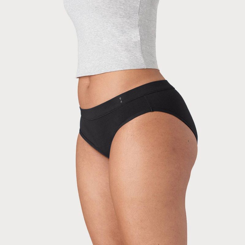 slide 2 of 8, Thinx Super Absorbency Bikini - Black M: Mid Rise, Knit, Opaque, Full Waistband Elastic, 1 ct