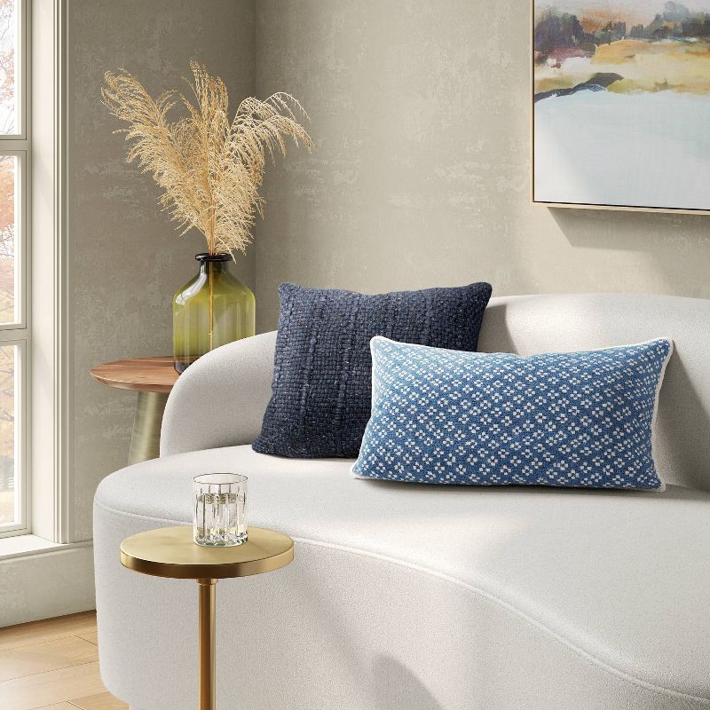 slide 4 of 4, Square Marled Knit Pillow Gray Blue - Threshold™, 1 ct