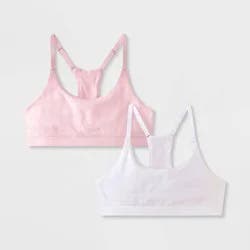 Girls' 2pk Soft Cup Bralette - Cat & Jack™ White/Pink S