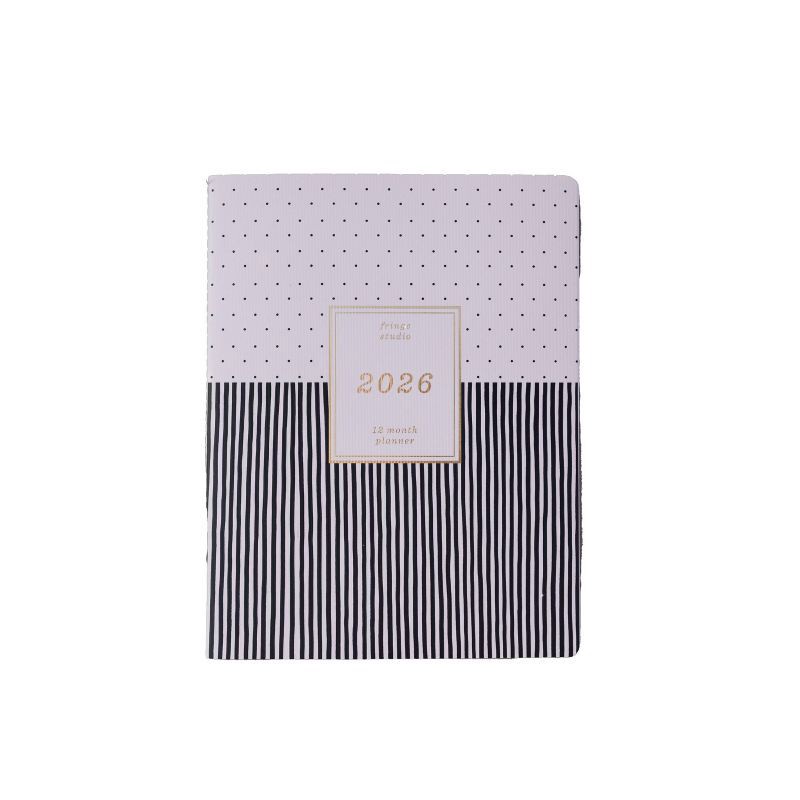 slide 1 of 5, FRINGE Studio 2026 Monthly Planner Oct 2025 to Dec 2026 11"x8.5" Pretty Patterns Paperback Black/White, 1 ct