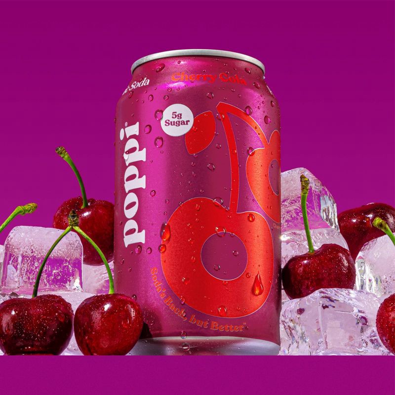 slide 3 of 4, poppi Cherry Cola Prebiotic Soda - 12 fl oz Can, 12 fl oz