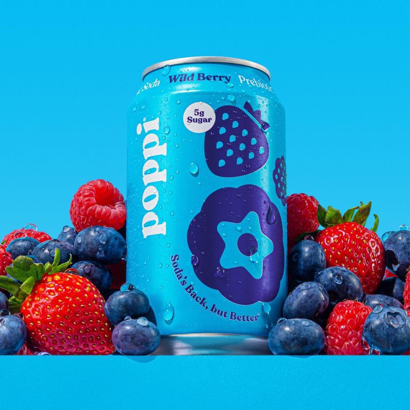 slide 3 of 4, poppi Wild Berry Prebiotic Soda - 12 fl oz Can, 12 fl oz