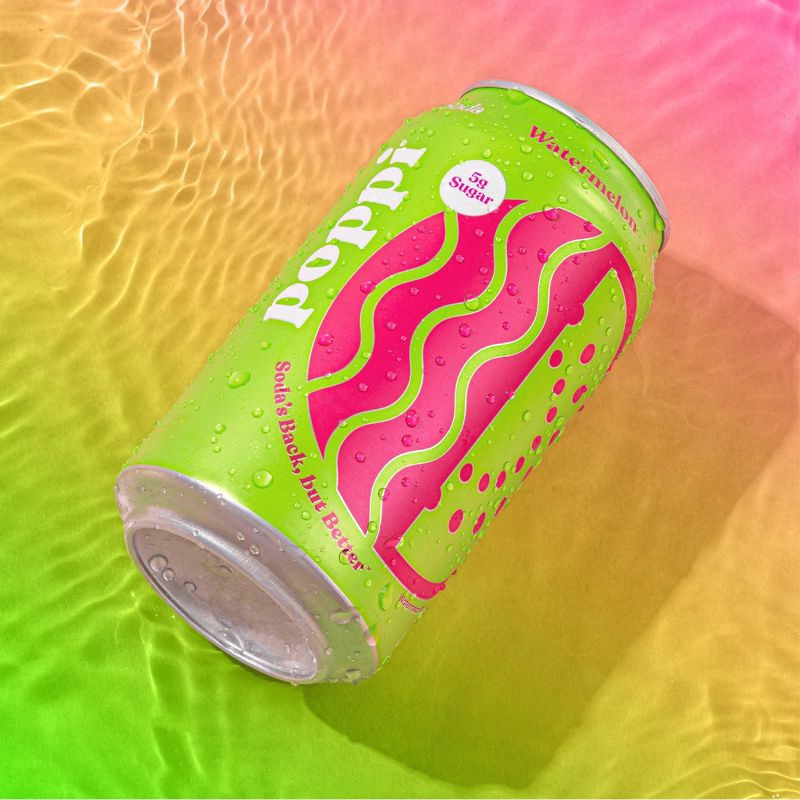 slide 4 of 4, poppi Watermelon Prebiotic Soda - 12 fl oz Can, 12 fl oz