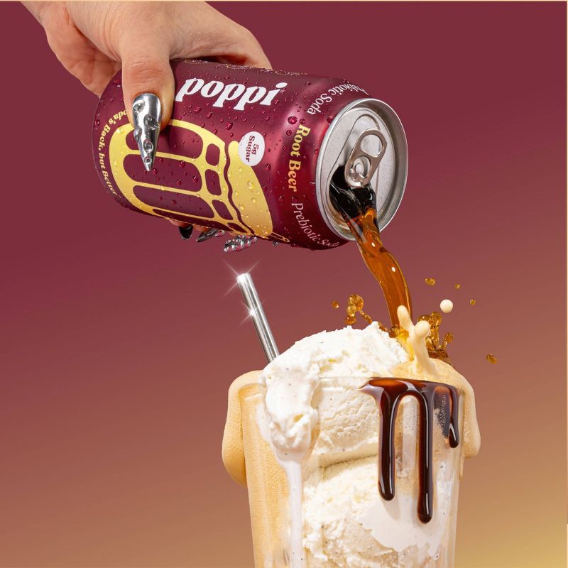 slide 4 of 4, poppi Root Beer Prebiotic Soda - 12 fl oz Can, 12 fl oz
