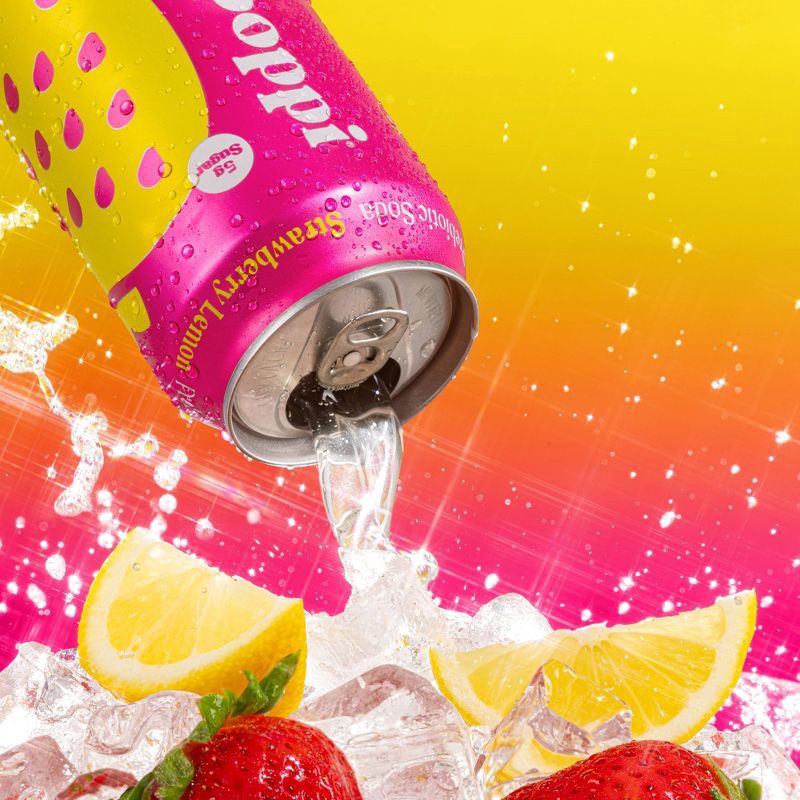 slide 4 of 4, poppi Strawberry Lemon Prebiotic Soda - 12 fl oz Can, 12 fl oz
