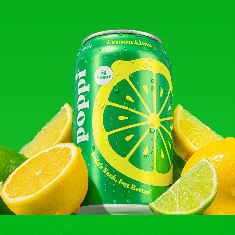 slide 3 of 4, poppi Lemon Lime Prebiotic Soda - 12 fl oz Can, 12 fl oz