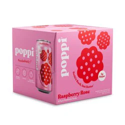 Poppi Raspberry Rose Prebiotic Soda - 12 fl oz/4pk Cans