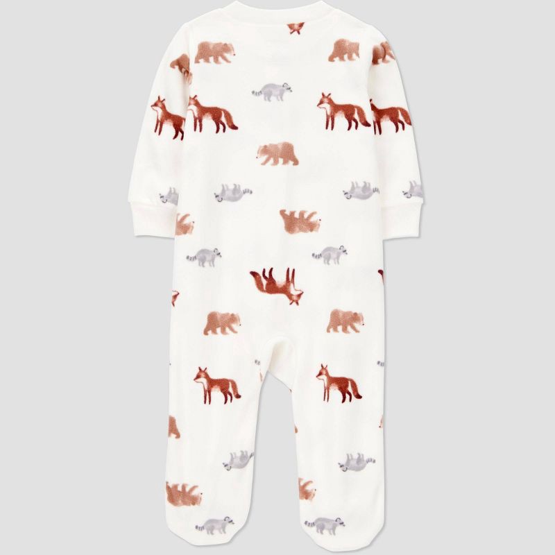 slide 2 of 5, Carter's Just One You® Baby Fleece Wilderness Animals Sleep N' Play - Cream Newborn, 1 ct