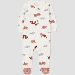 Carter's Just One You® Baby Fleece Wilderness Animals Sleep N' Play - Cream Newborn