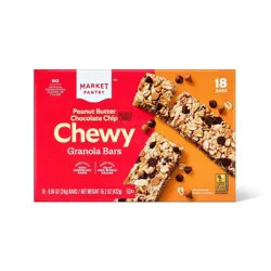 Peanut Butter Chocolate Chip Naturally Flavored Chewy Granola Bars - 15.2oz - Market Pantry™
