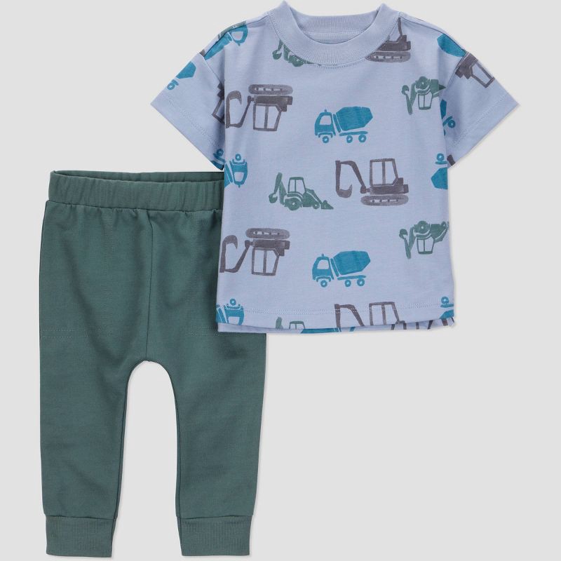 slide 1 of 4, Carter's Just One You® Baby Boys' 2pc Construction Short Sleeve T-Shirt & Jogger Set - Blue 3M, 2 ct