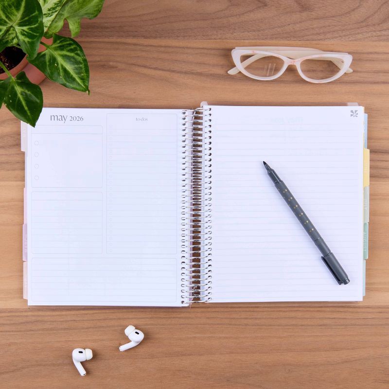 slide 3 of 9, erin condren Coiled 12 Months January December 2026 Life Planner 7"x9" Earthy Geometric Waves, 1 ct