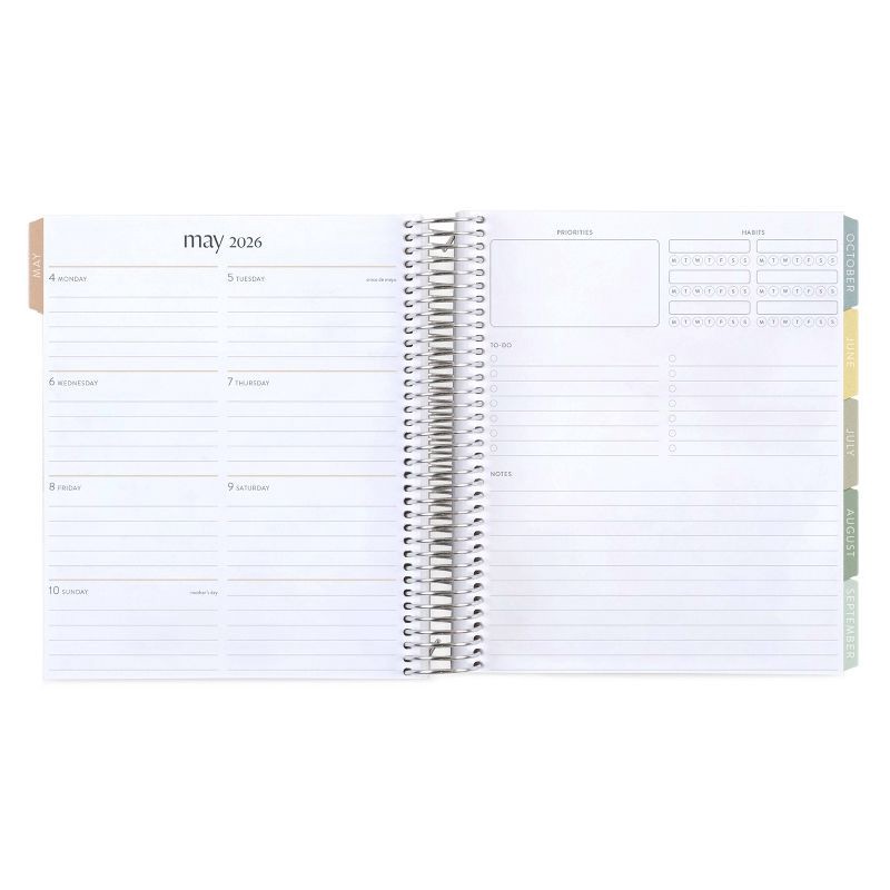 slide 5 of 9, erin condren Coiled 12 Months January December 2026 Life Planner 7"x9" Earthy Geometric Waves, 1 ct