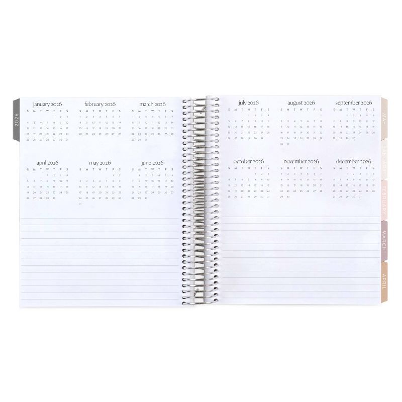 slide 8 of 9, erin condren Coiled 12 Months January December 2026 Life Planner 7"x9" Earthy Geometric Waves, 1 ct