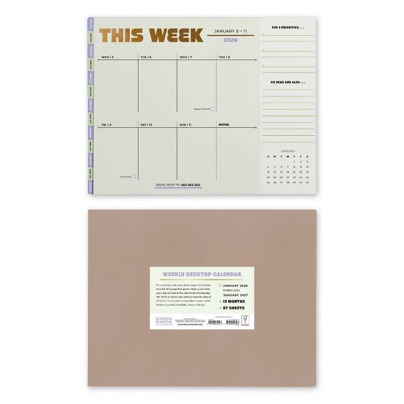 slide 2 of 6, Knock Knock 11"x8.5" 2026-2027 Weekly Desktop Calendar This Week, 1 ct
