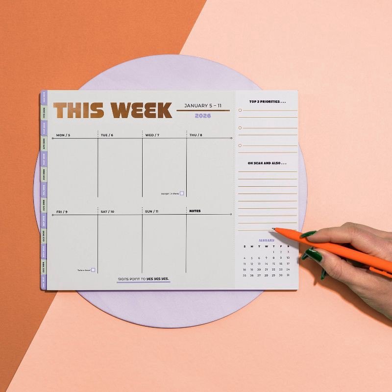 slide 3 of 6, Knock Knock 11"x8.5" 2026-2027 Weekly Desktop Calendar This Week, 1 ct